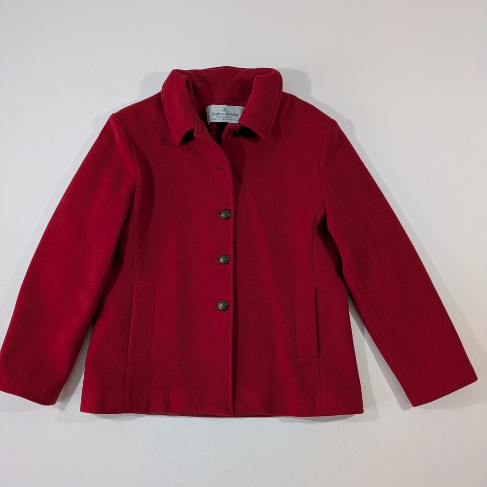 VTG Suttles & Seawinds 100% Wool Jacket Red Bronze Color Buttons Size Small - Picture 6 of 15